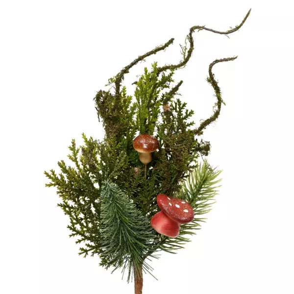 Branche de Noël (25 cm) Champignons Vert