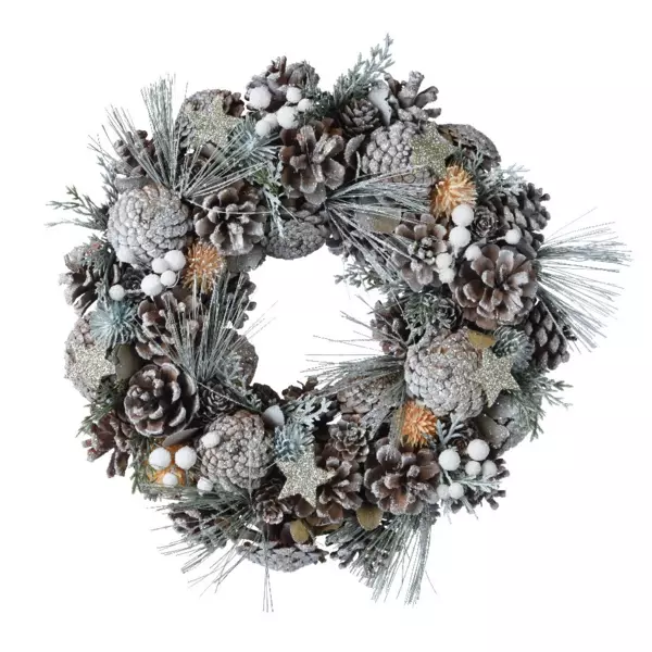 Couronne de Noël (D34 cm) Westminster Argent
