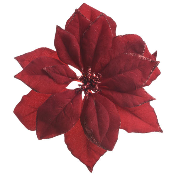Poinsettia de Navidad de tela con clip Rojo