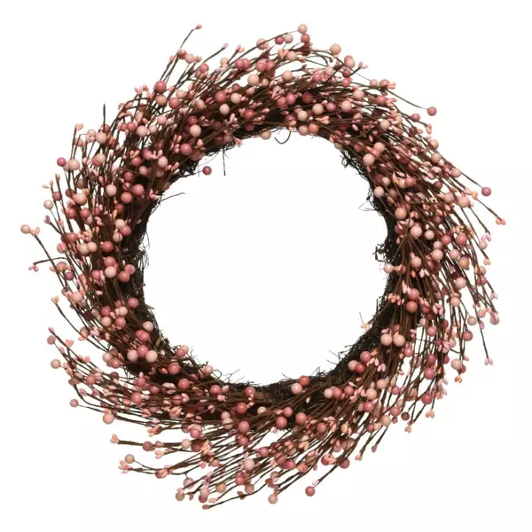 Couronne de Noël Baies laquées (D60 cm) Stélina Rose clair
