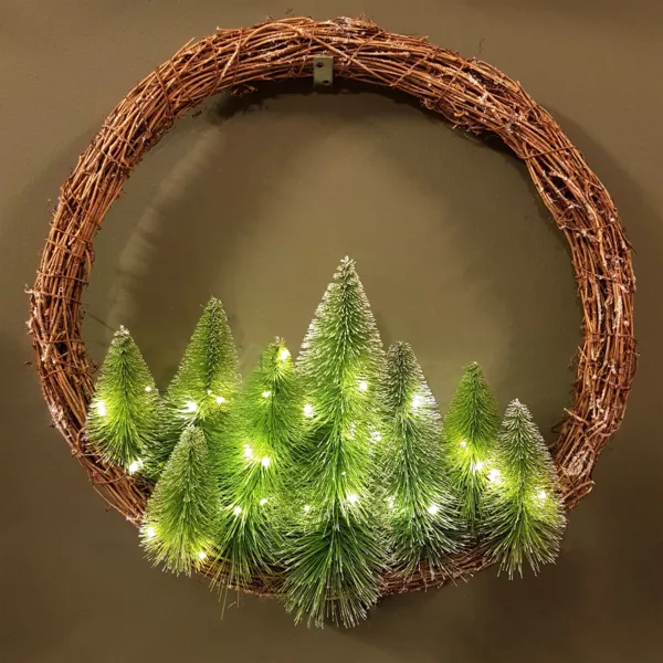 Corona de Navidad luminosa Mini arbustos Blanco cálido