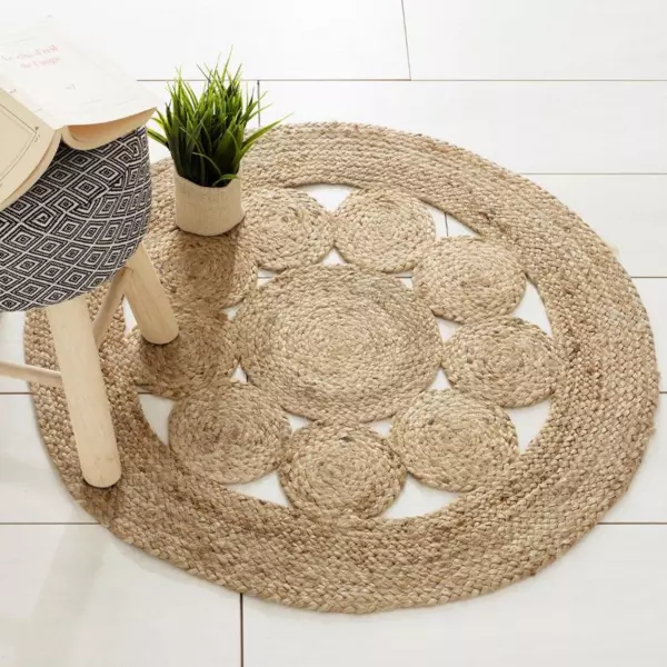 Jute tapijt (D80 cm) Giusti Beige naturel
