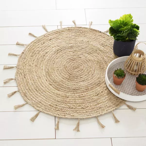 Jute tapijt (D80 cm) Lurex Cosy Beige