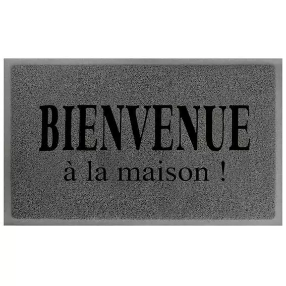 Tapis d'entrée antidérapant (45 x 75 cm) Bienvenue à la maison Gris