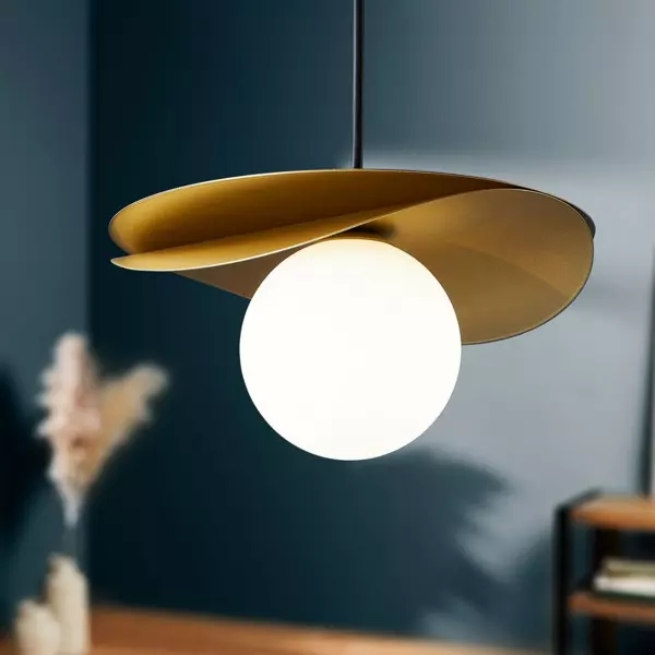 Suspension lumineuse ronde en métal (D22 cm) Demoiselle Or