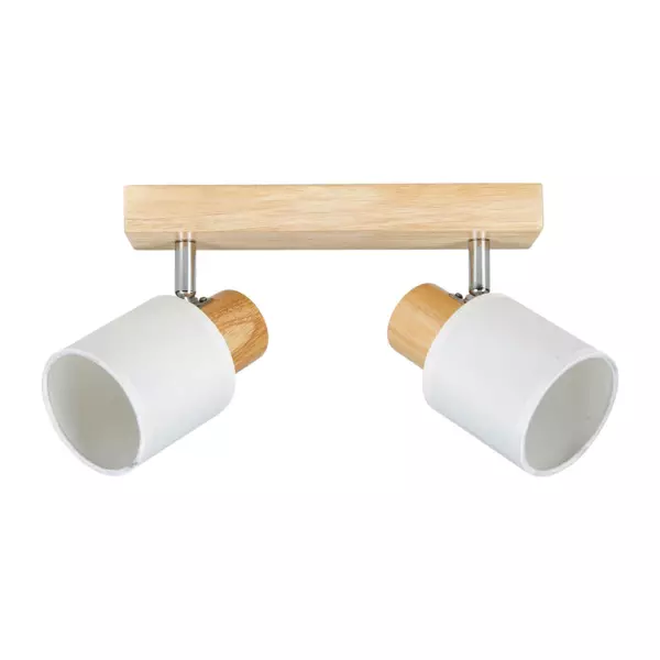 Spotlampe med 2 skrme (L37,5 cm) Hvid Stof