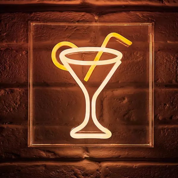 Insegna Al Neon Doppia Tazza Hip Hop - Luce Decorativa A LED Viola Per Parete, Bar, Cameretta, Man Cave - Alimentazione USB, Facile Da Installare