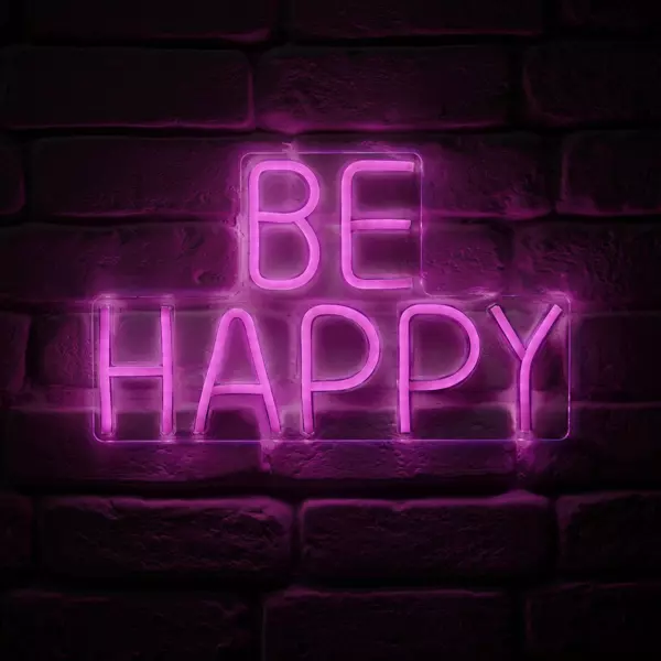 Enseigne lumineuse néon (H23,5 cm) Be Happy Rose