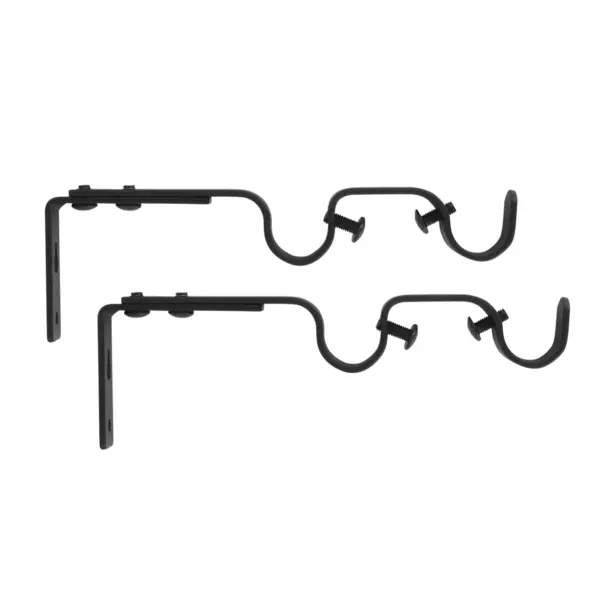 Lot de 2 supports tringles doubles extensibles (L165 - L190 / D20 mm) Jim gouttière Noir mat
