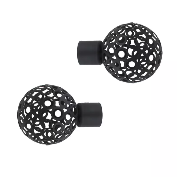 Lot de 2 embouts tringle (D20 mm) Jim Boule perforée Noir mat