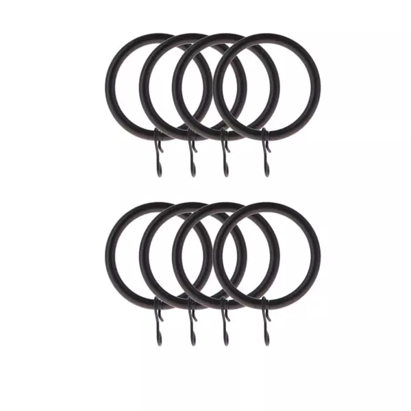 Lot de 8 anneaux tringle rideau (D28 mm) Lino Noir mat