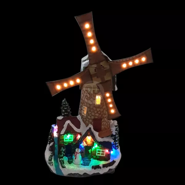 Mulino a vento Illuminato che gira a pile
