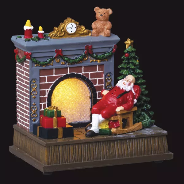Scène de vie illuminée Cheminée du Père-Noël