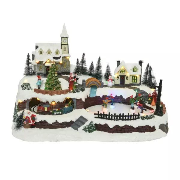 Weihnachtsdorf mit LEDs & Musik Kirche