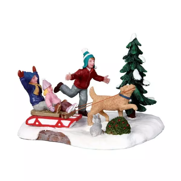 Personaggi Lemax Rover tira la slitta