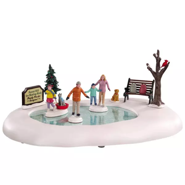 Weihnachtsdorf Lemax Schlittschuhlaufen mit der Familie