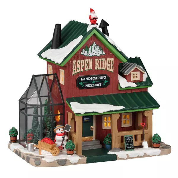 Village de Noël Lemax à piles lumineux Pépinière d'Aspen Ridge