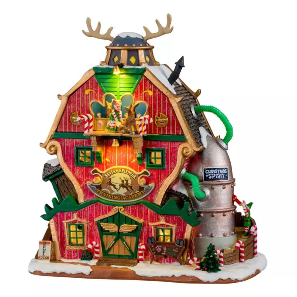 Village de Noël Lemax à piles lumineux Académie de formation des rennes du Père Noël