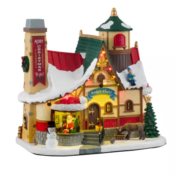 Lemax verlicht kerstdorp met muziek Het Chalet van de kerstman
