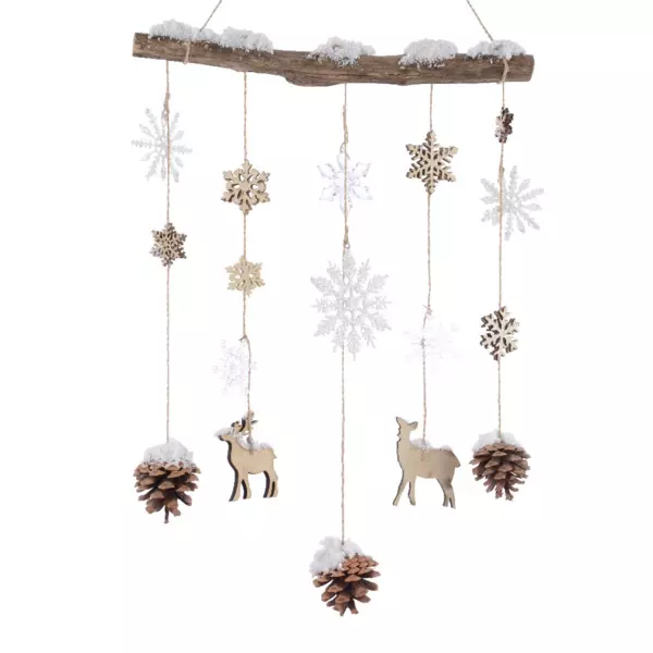 Suspension de Noël en bois (H75 cm) Floconet enneigé