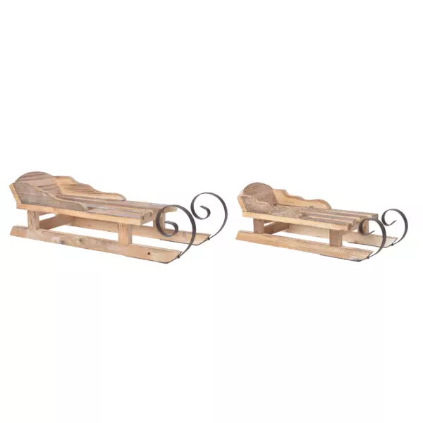 Lot de 2 Luges en épicea (53 x H19 cm) Courchevel