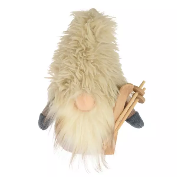 Duende navideño esquiador luminoso Blanco A21 cm