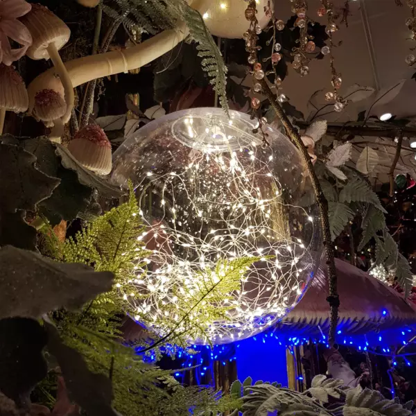 Suspension lumineuse ronde 300 LED (D40 cm) Glace enchantée Blanc chaud