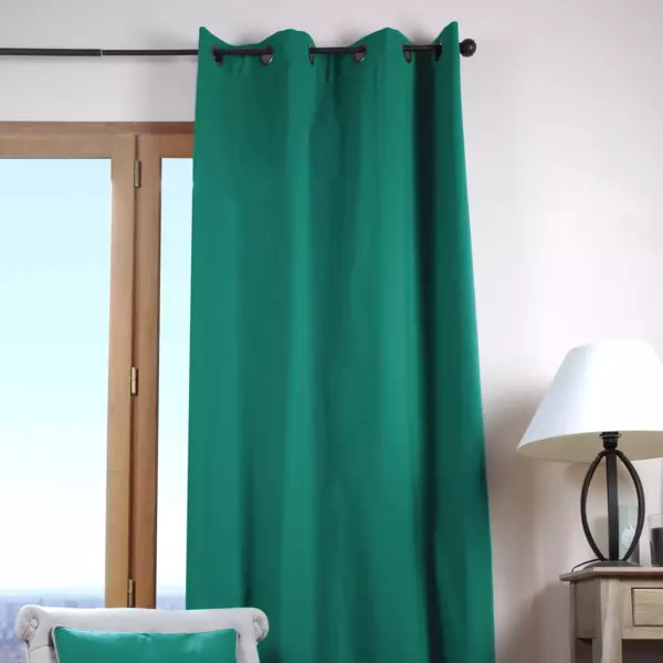 Rideau coton (135 x 240 cm) Duo Vert émeraude