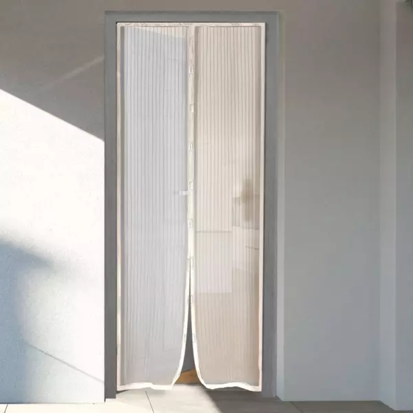 Fliegengitter Türvorhang (100 x H220 cm) Magnetisch Helles Beige