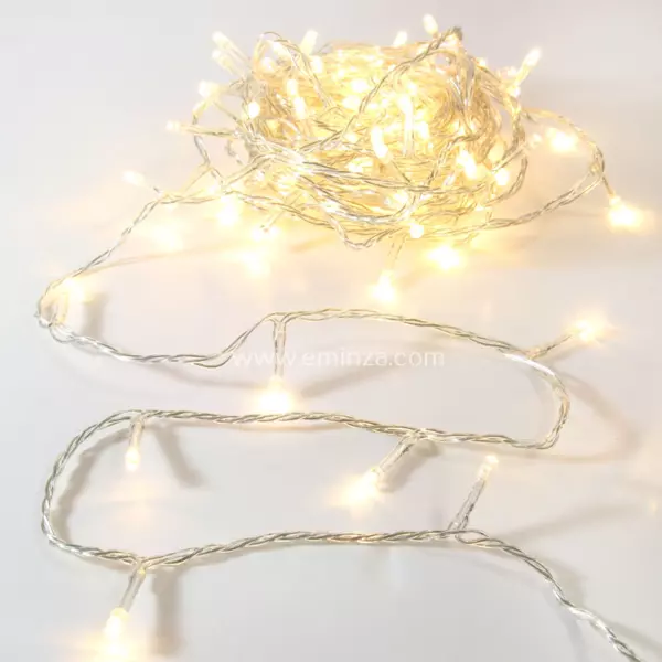 Guirlande lumineuse 50 m 500 LED câble transparent Timer Blanc chaud