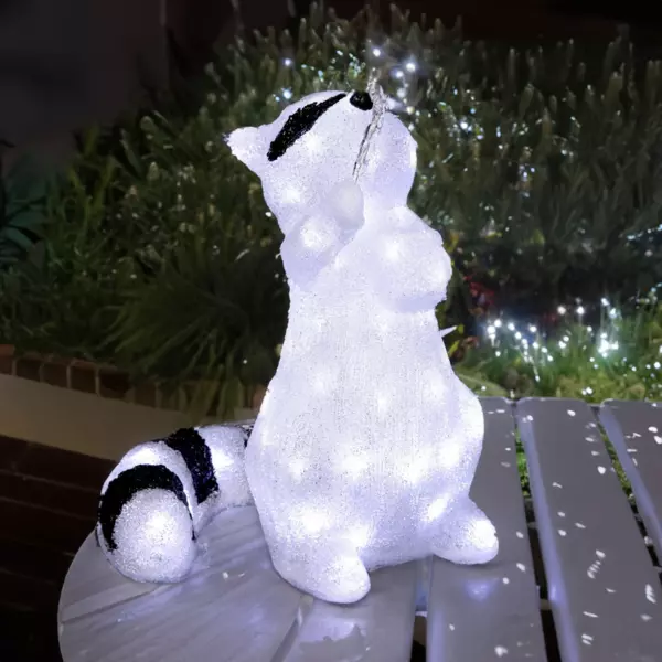 Raton laveur lumineux 60 LED (H40 cm) Marcel blanc froid