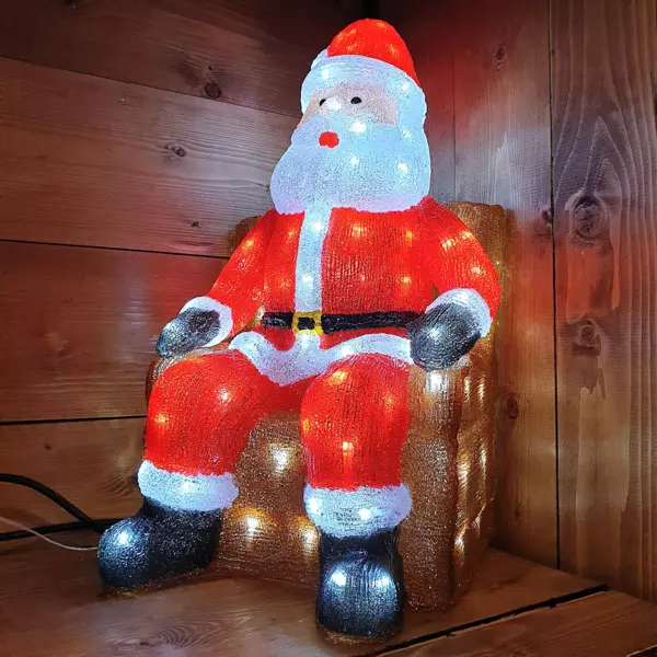 Figurine Père Noël Lumineuse LED - 52 Cm - Blanc Chaud - Décoration Noël - Neuve