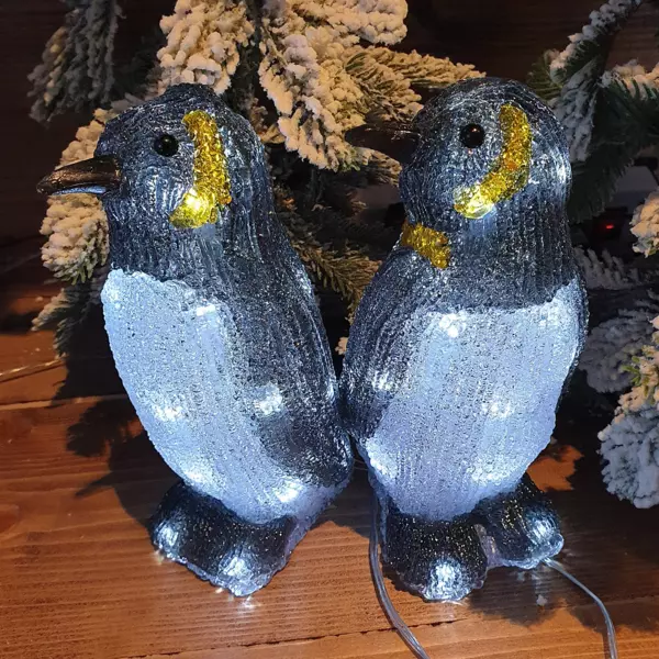 Lot de 2 pinguoins Ice luminoso 40 LED