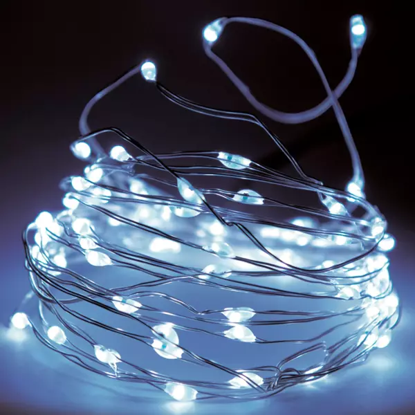 Guirlande lumineuse 11,90 m 120 Micro LED câble transparent Blanc froid