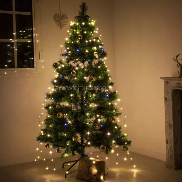 Cortina de luces para árbol Flashing light alto 2,10 cm Blanco cálido 672 LED