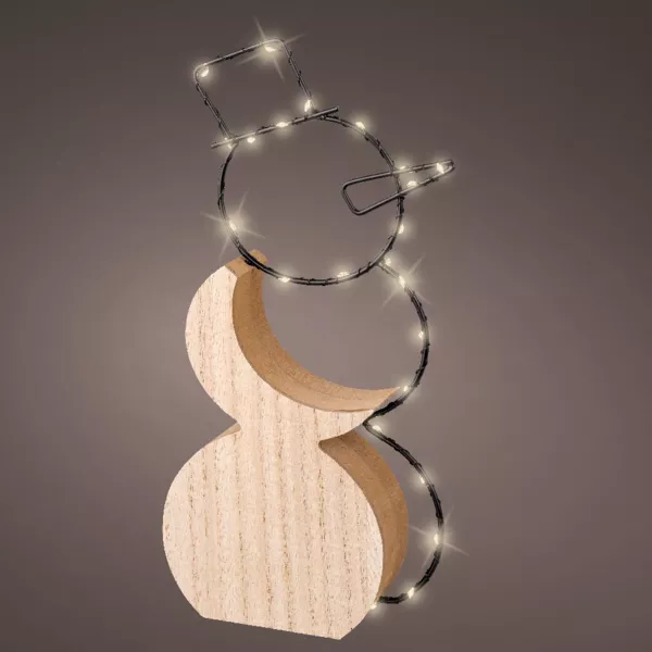 Muñeco de nieve Emile a pilas pequeño con luz Blanco cálido 23 LED
