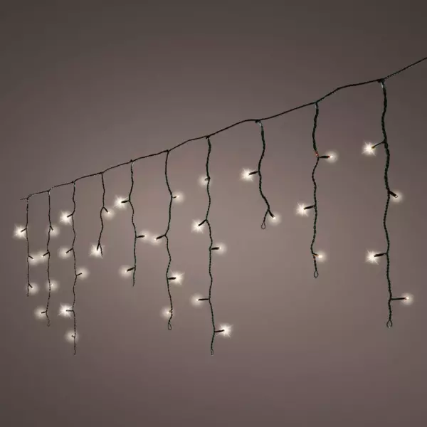 Stalactite lumineuse 7,50 m 175 LED câble noir Blanc chaud