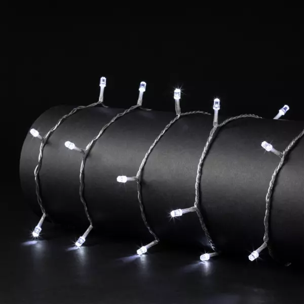 Guirlande lumineuse 15 m 150 LED câble transparent Timer Diamant Blanc froid