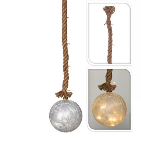 Suspension lumineuse  piles verre glac Blanc chaud 24 LED