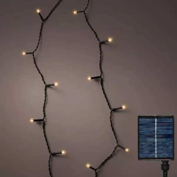 Guirlande lumineuse Solaire 18 m 240 LED câble noir Rechargeable Blanc chaud