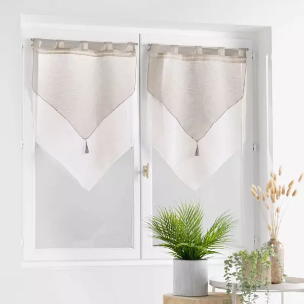 2er Set Zipfelgardinen (60 x 120 cm) Duetto Grau und wei