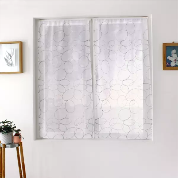 Par de visillos bordados (60 x 90 cm) Galet Gris