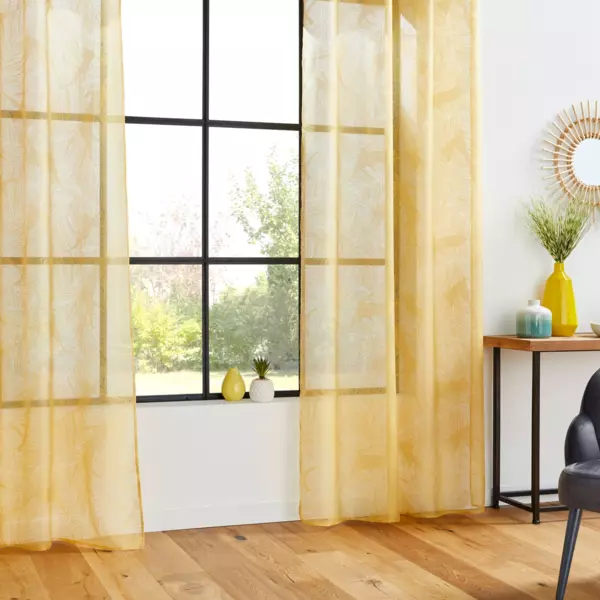 Voilage œillets (140 x 240 cm) Feuille Jaune ocre