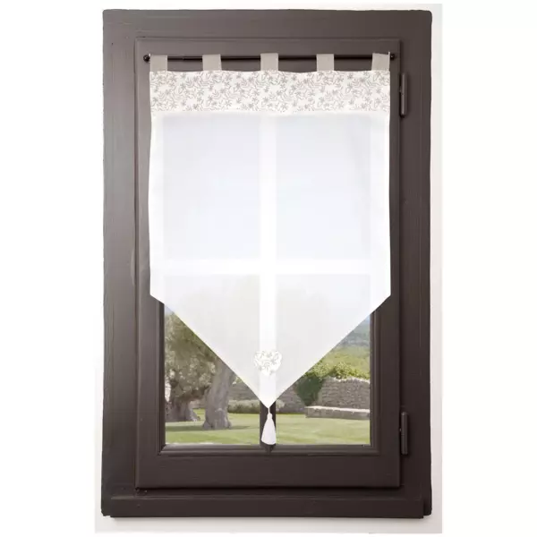 Joyswahl Alma Rideau Brise Bise Rideaux Cuisine Voilge Avec Passants Motif De Vagues Blanc HxL 45x120cm