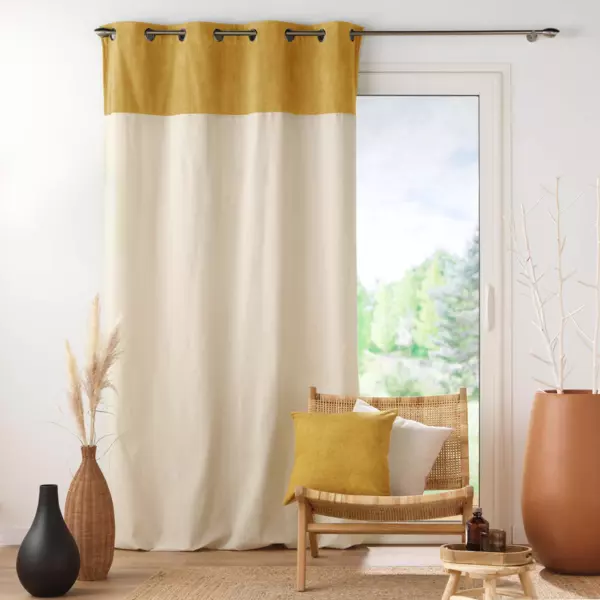 Cortina con rizos (140 x 240 cm) Tesa Amarillo ocre