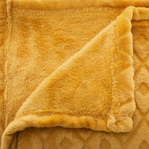 Manta suave (230 cm) 3D Rombos Amarillo ocre 2