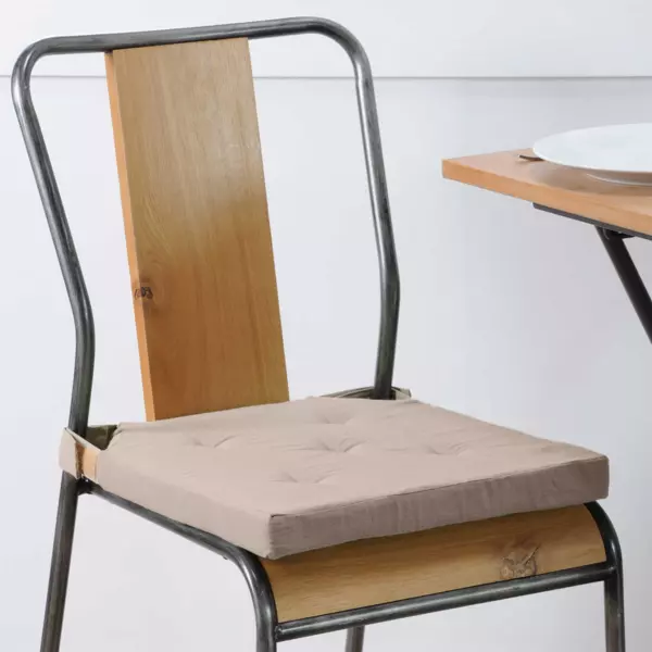 Cojín de silla cuadrado con velcro (38 x 38 cm) Dúo Beige