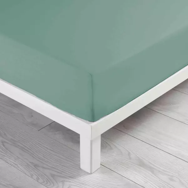 Drap housse coton lavé (160 x 200 cm) Linette Vert sauge