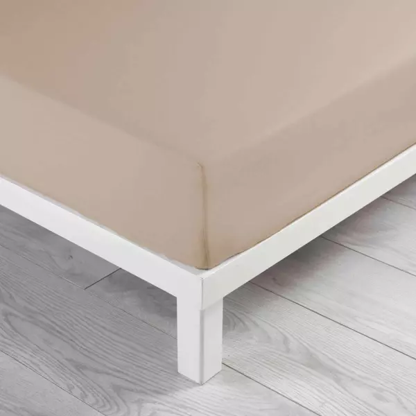 Drap housse coton lavé (140 x 190 cm) Linette Beige