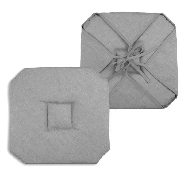 Galette de chaise carrée à rabats (40 x 40 cm) Béa Grise